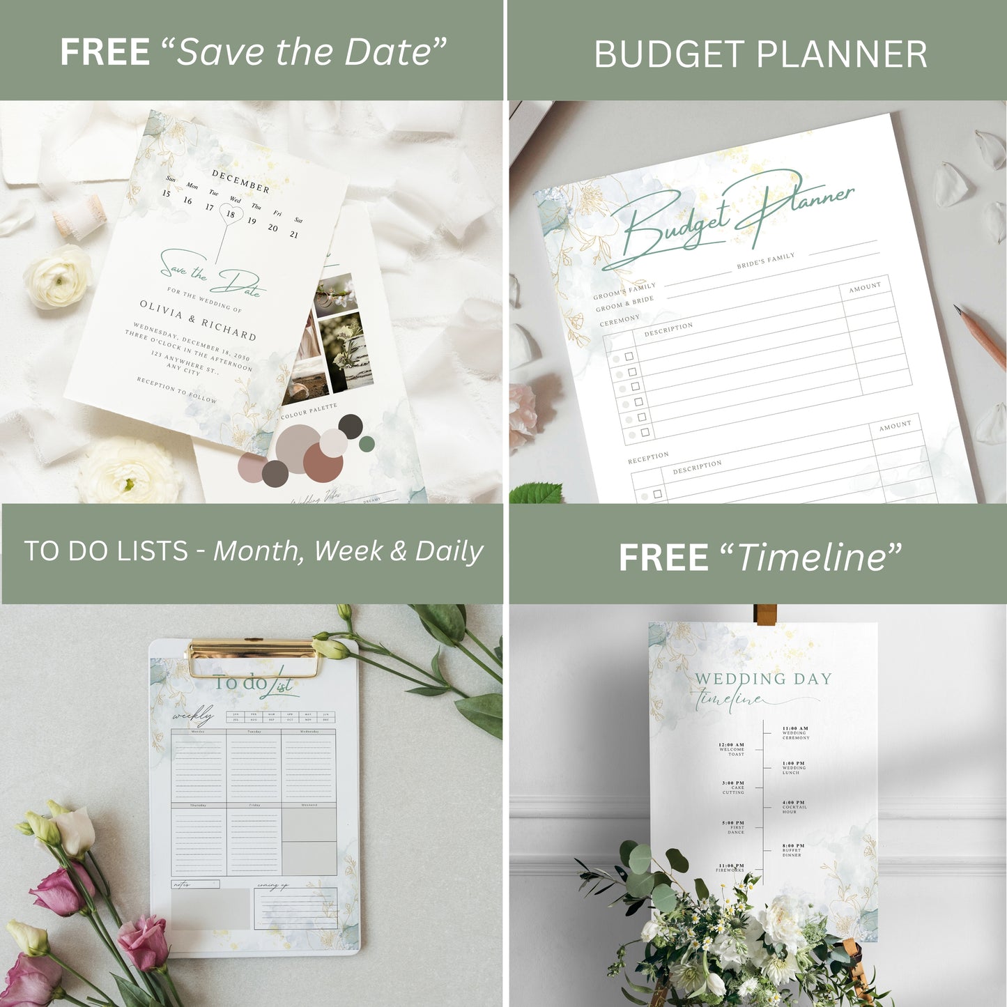Wedding Planner + FREE Save the Date & Wedding Day Timeline Print