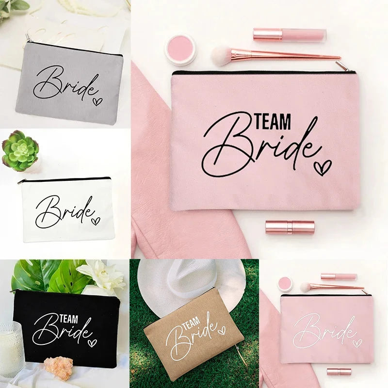 Team Bride Printed Canvas Makeup Bag
